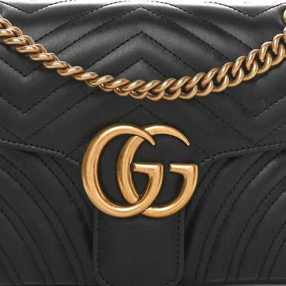 Gucci Calfskin Matelasse Small GG Marmont Shoulder Bag Black 8 of 10