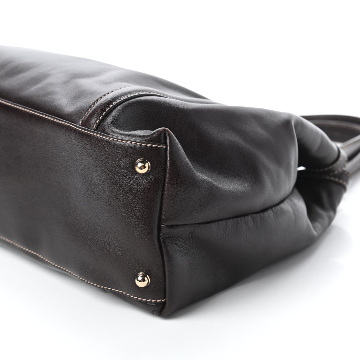 Calfskin Medium Britt Tote Dark Brown