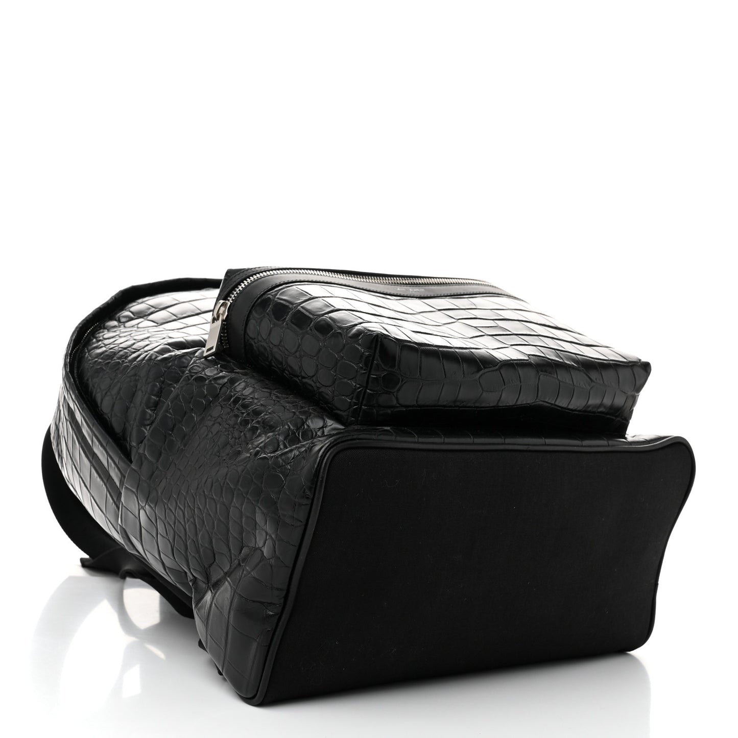 Calfskin Crocodile Embossed City Backpack Black