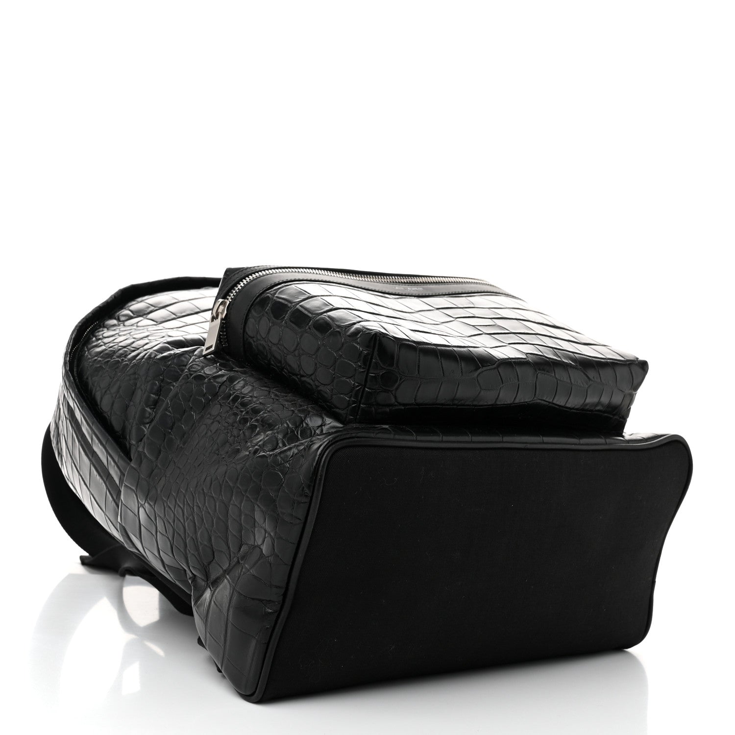 Saint Laurent Calfskin Crocodile Embossed City Backpack Black 4 of 9
