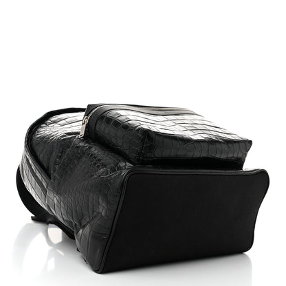 Saint Laurent Calfskin Crocodile Embossed City Backpack Black 4 of 9