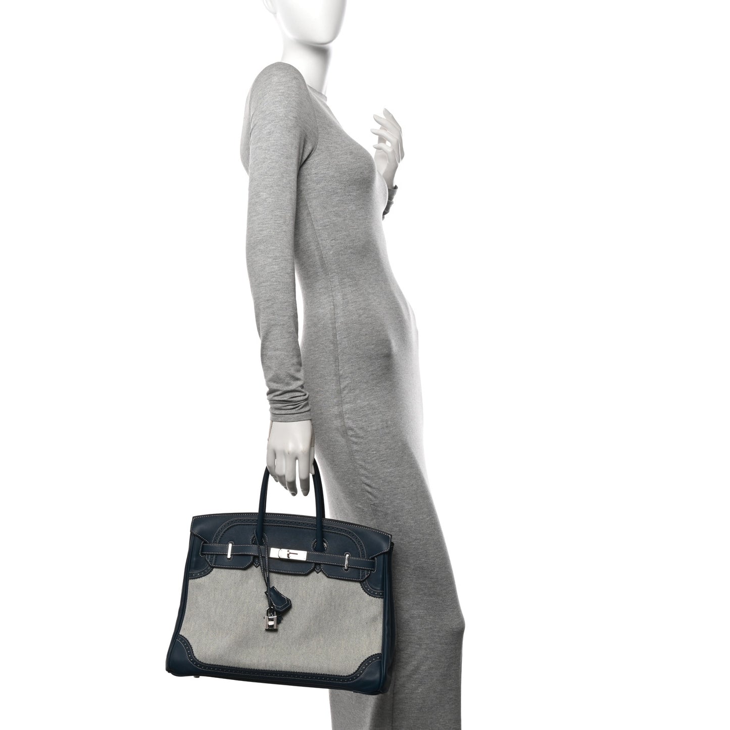 Swift Toile Ghillies Birkin 35  Bleu Saphir