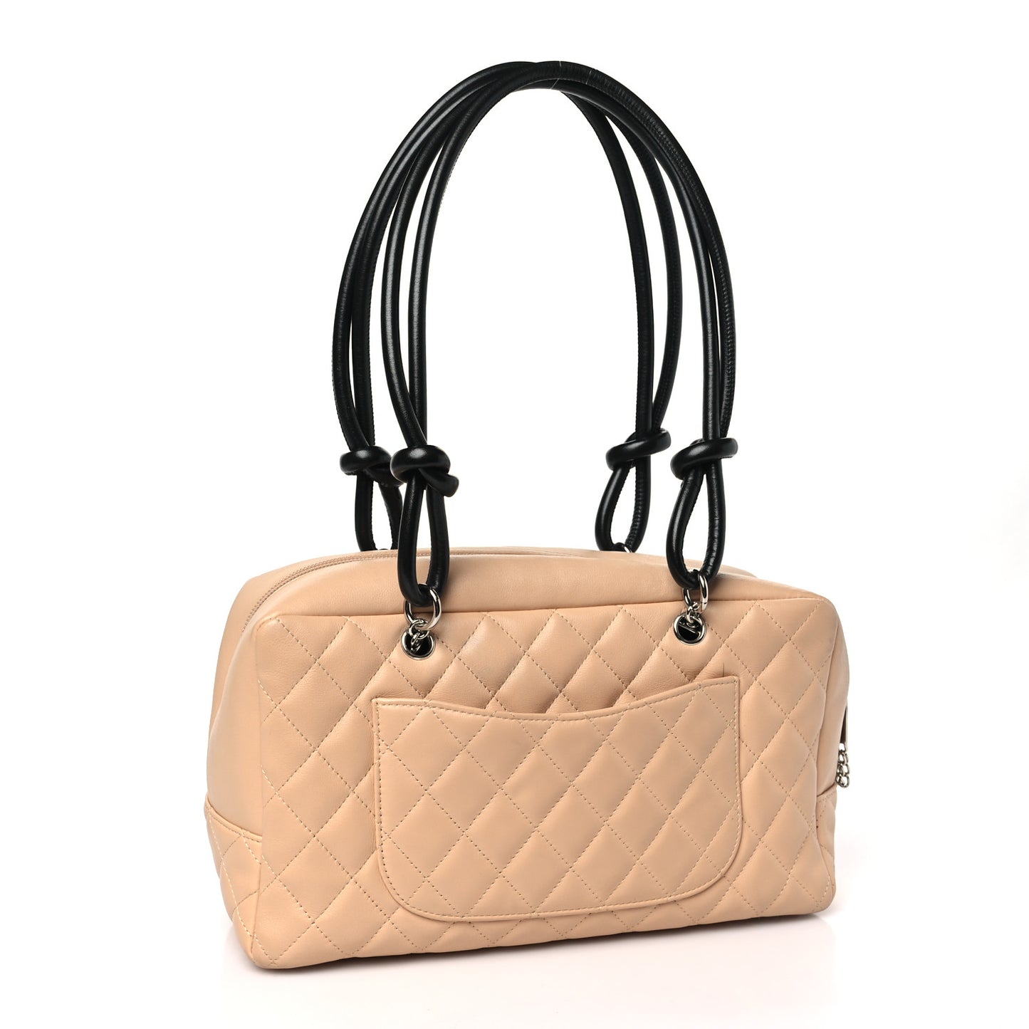 Calfskin Quilted Large Cambon Bowler Beige Black