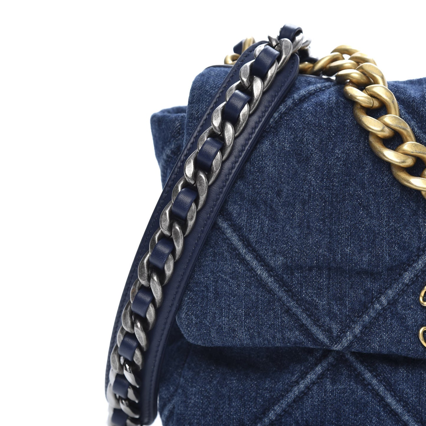 Denim Quilted Medium 19 Flap Blue