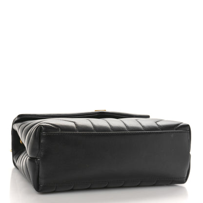 Saint Laurent Calfskin Y Quilted Monogram Small Loulou Chain Satchel Black 4 of 9
