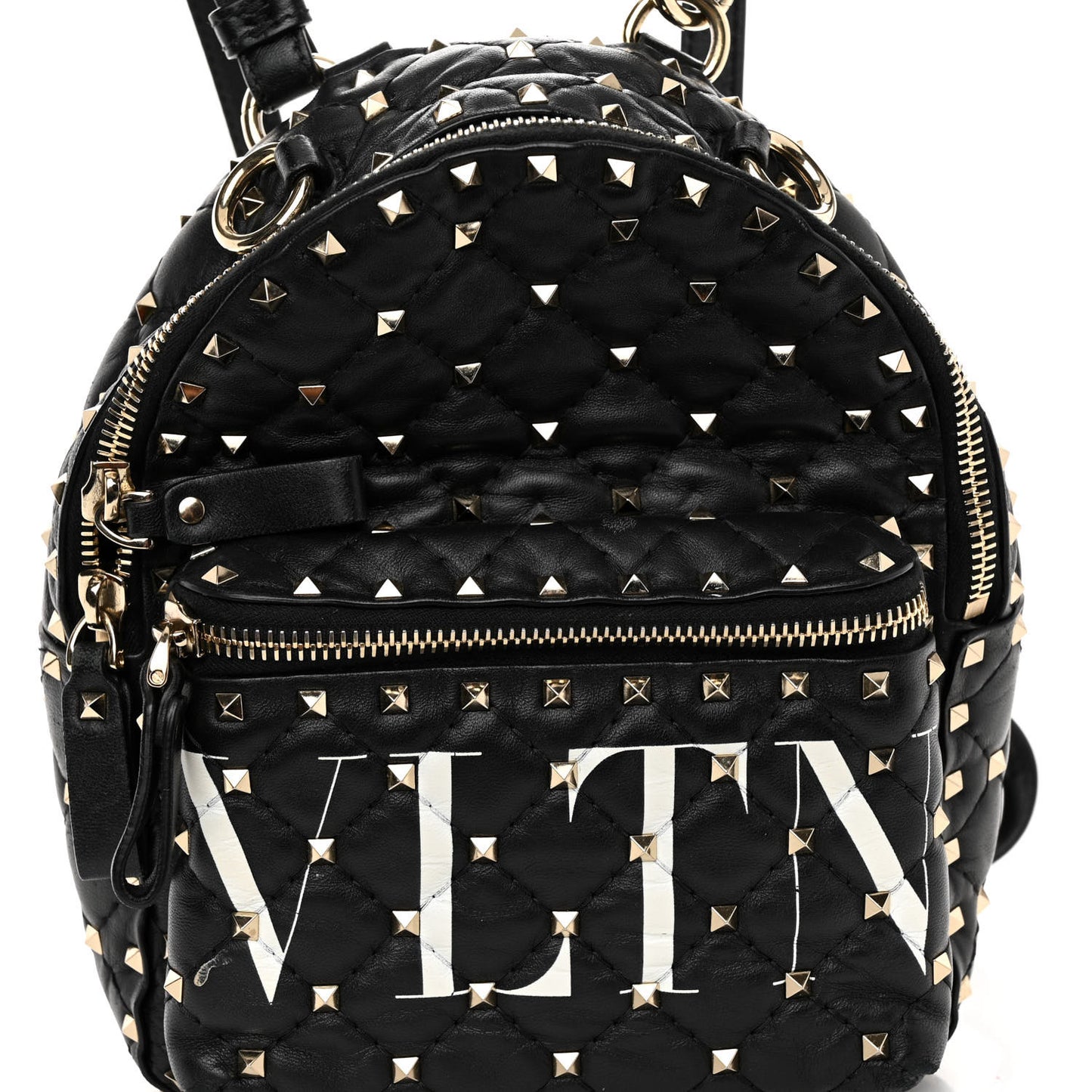 Lambskin VLTN Print Quilted Mini Rockstud Spike Backpack Black