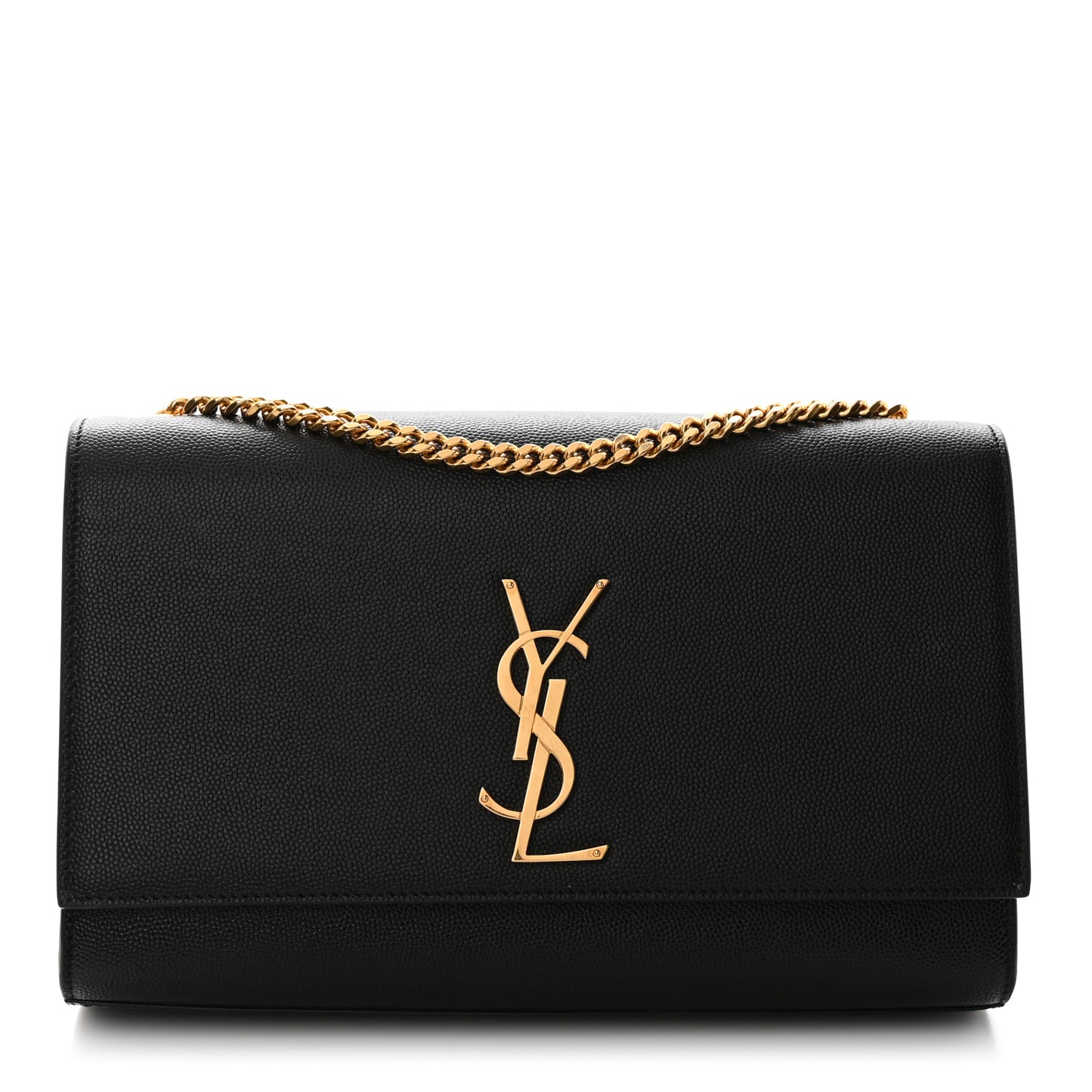 SAINT LAURENT Grain De Poudre Medium Classic Monogram Kate Satchel Black