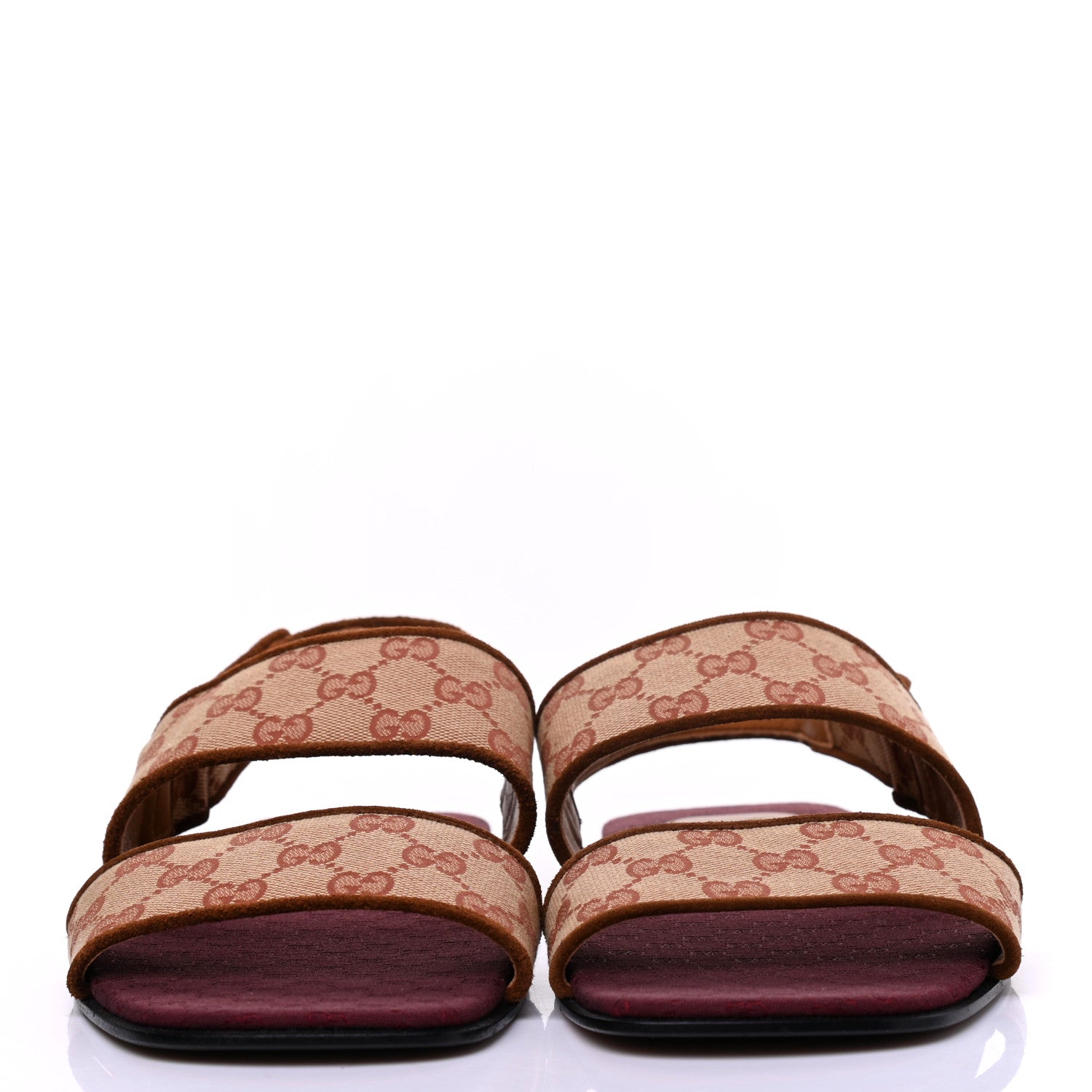 Gucci Canvas GG Monogram Mens Slingback Flat Sandals 9 Beige Ruggine Cuir 2 of 8