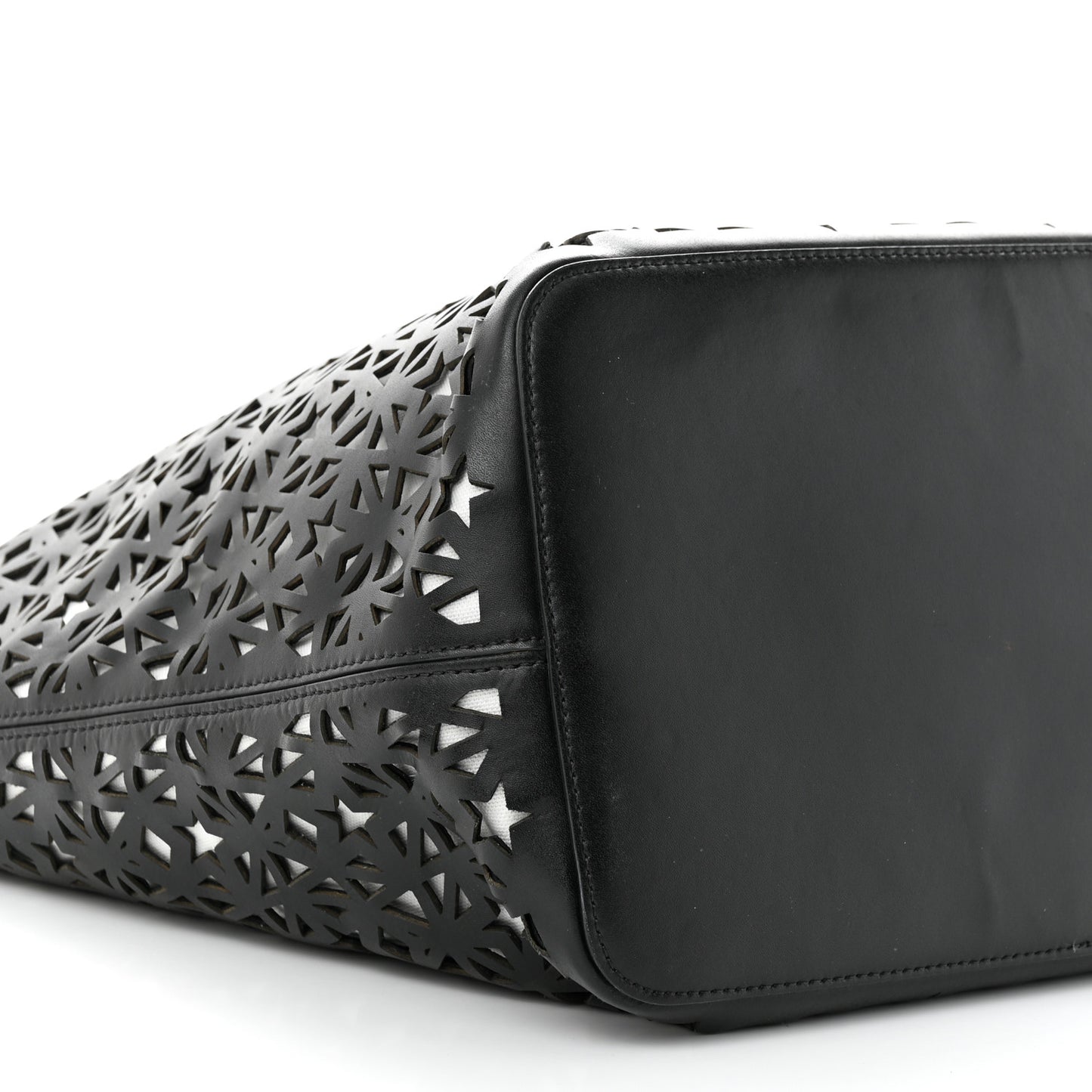 Calfskin Lazer Cut Large Antigona Tote Black White