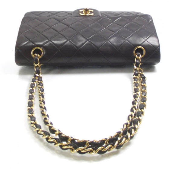 Lambskin Medium Double Flap Black
