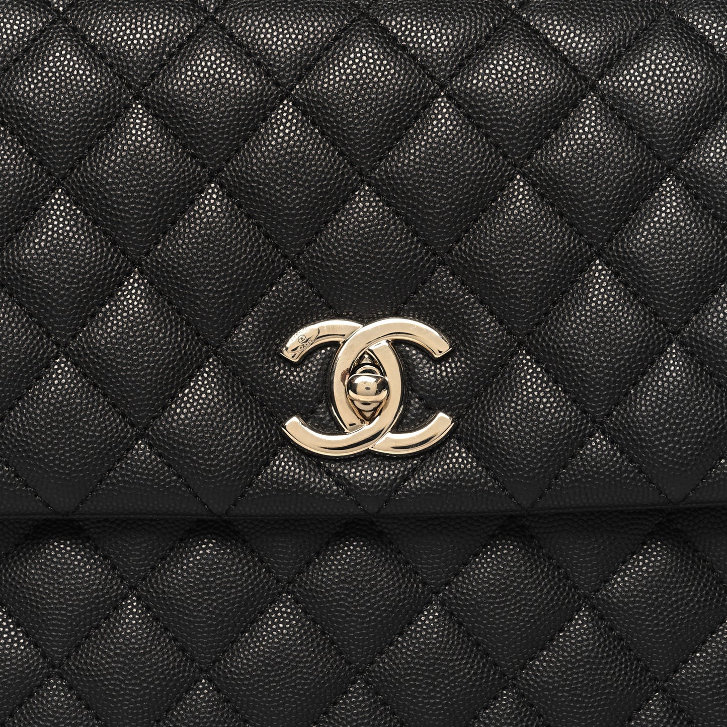 Caviar Quilted Medium Coco Handle Flap Black
