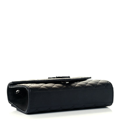 Saint Laurent Grain De Poudre Textured Mixed Matelasse Triquilt Small Monogram Satchel Black 3 of 10