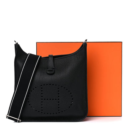 Hermes Taurillon Clemence Amazone Evelyne III PM Black White 11 of 11