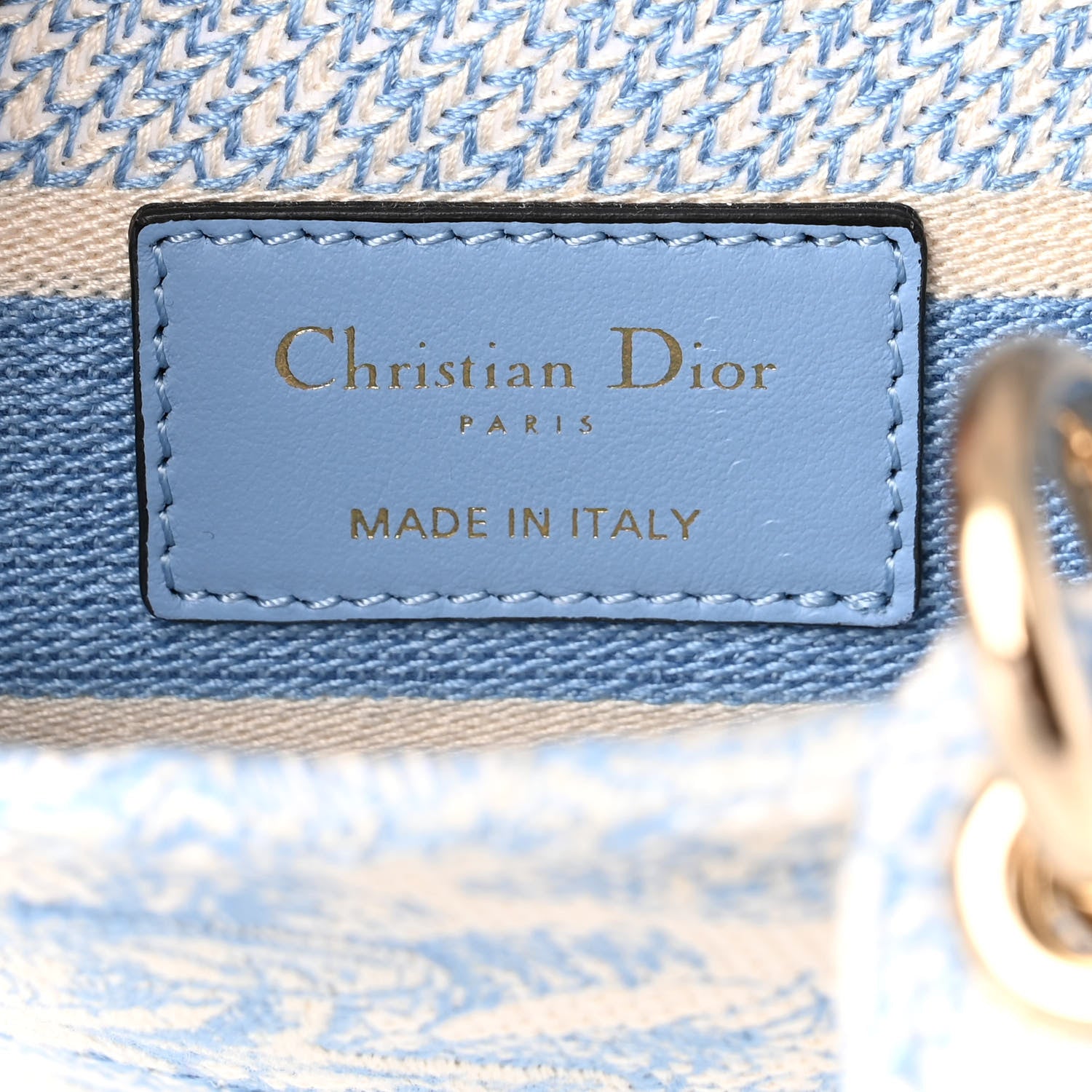 Christian Dior Canvas Toile De Jouy Embroidered Medium Lady D-Lite Blue 6 of 9