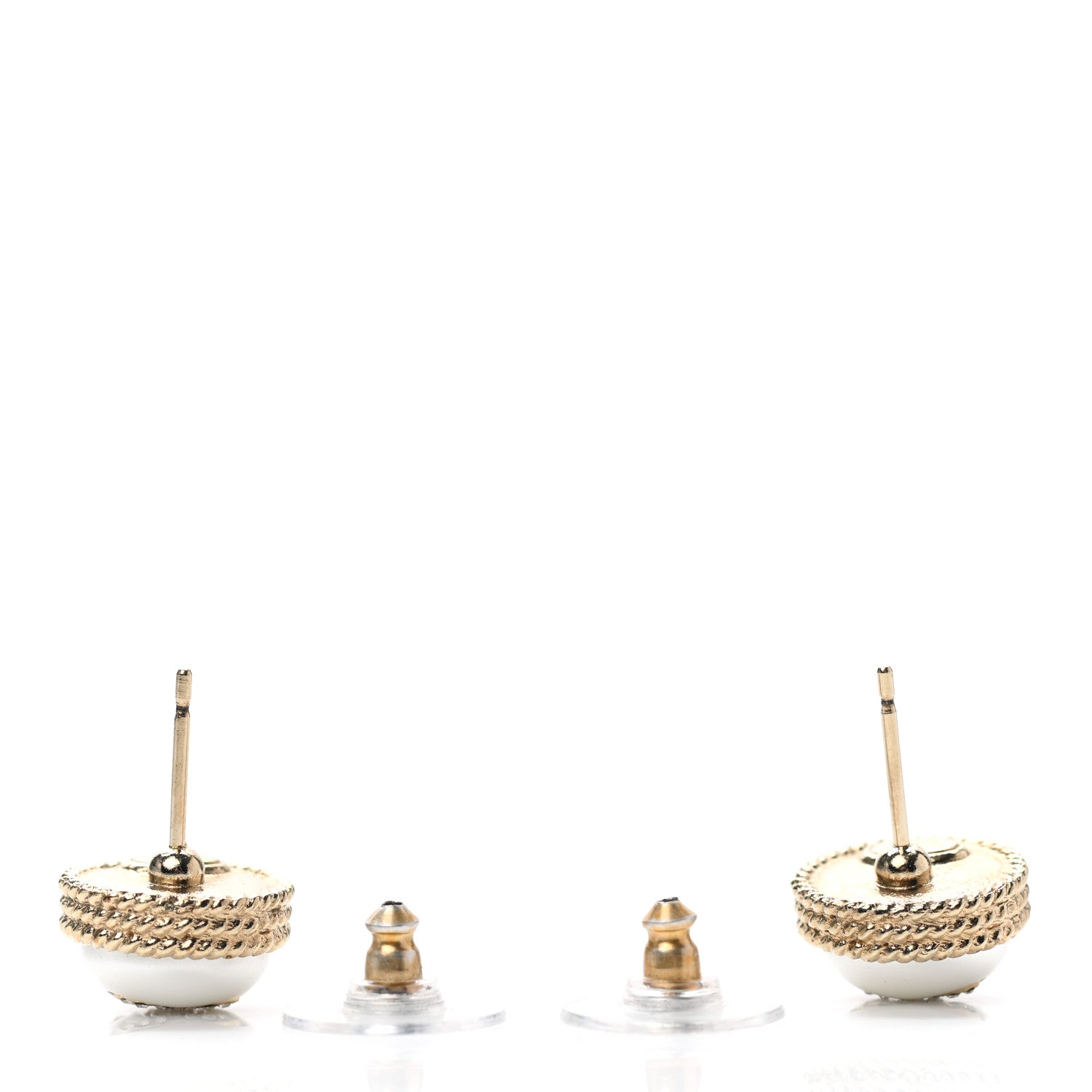 Chanel Pearl Crystal CC Round Earrings Gold 3 of 4