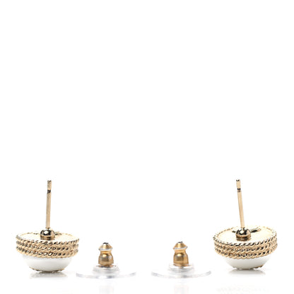 Chanel Pearl Crystal CC Round Earrings Gold 3 of 4