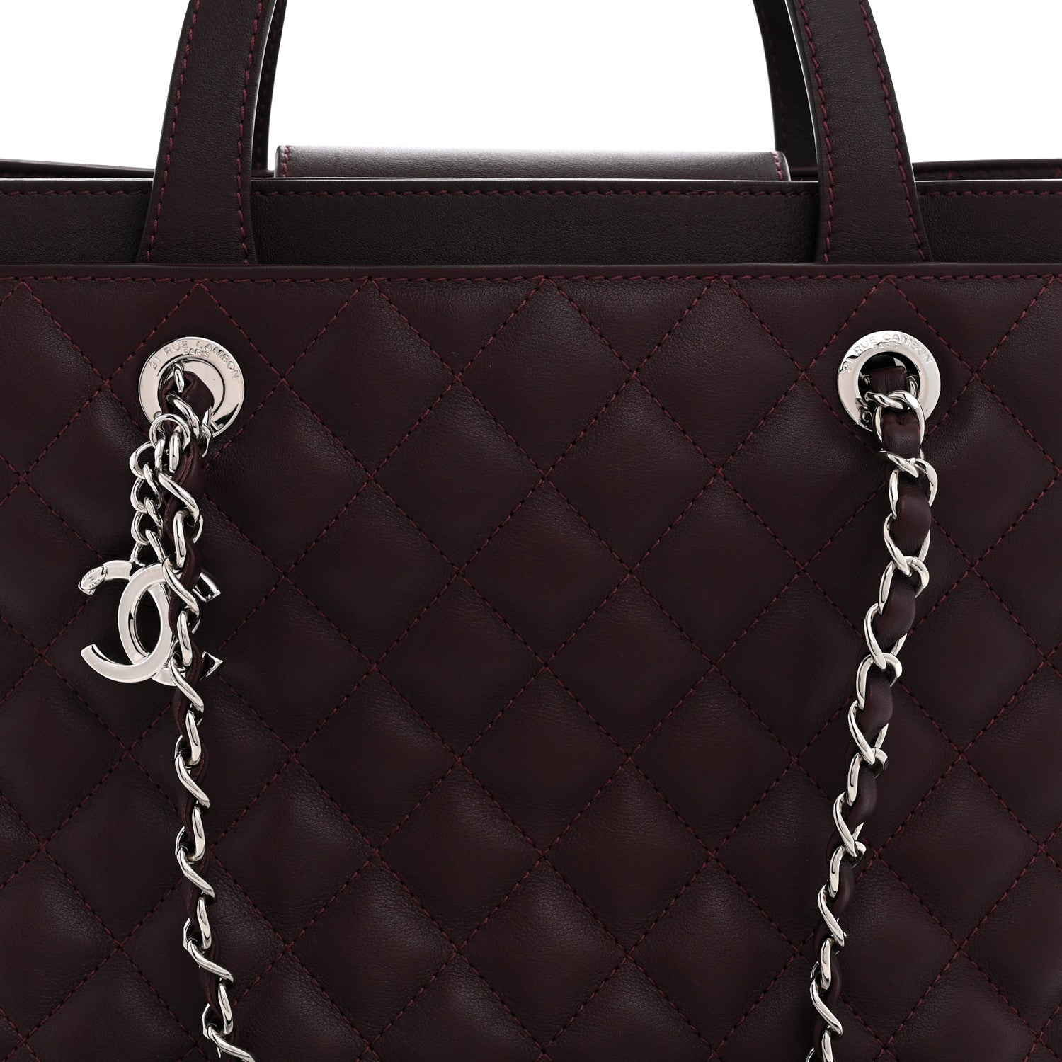 Chanel Calfskin Quilted Large Shopping Tote Burgundy 7 of 10