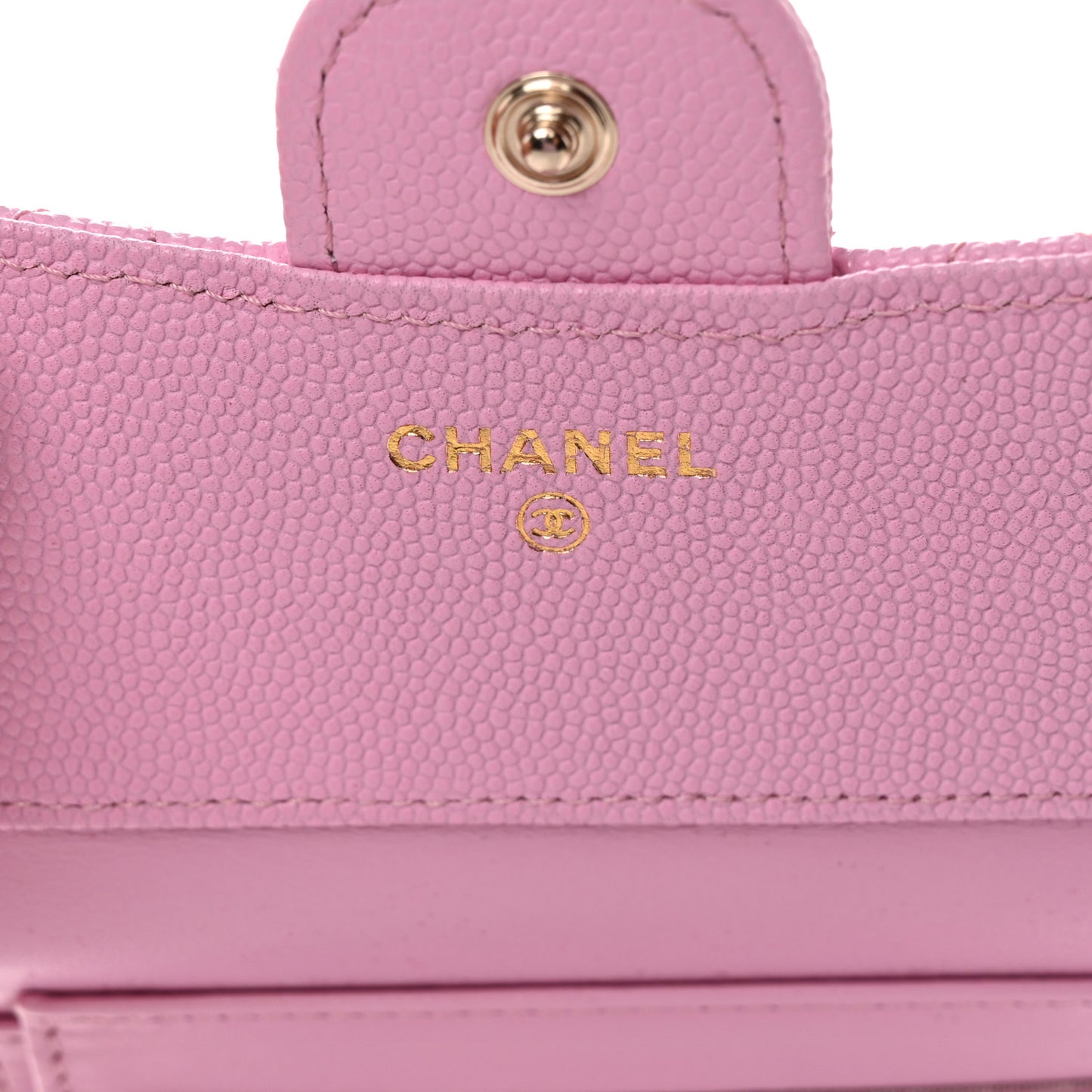 Caviar Quilted Compact Flap Wallet Pink