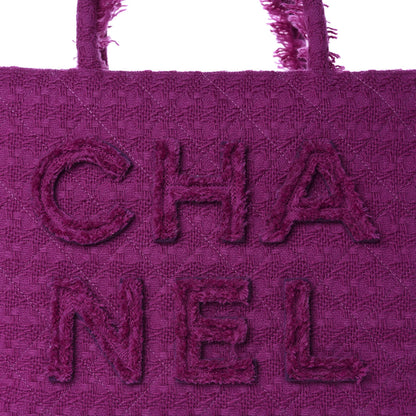 Chanel Wool Tweed Large Zipped Shopping Tote Magenta 10 of 10
