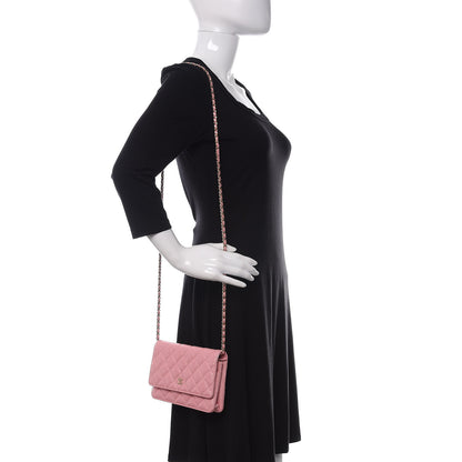 Chanel Iridescent Caviar Quilted Wallet on Chain WOC Rose Pink 2 of 11