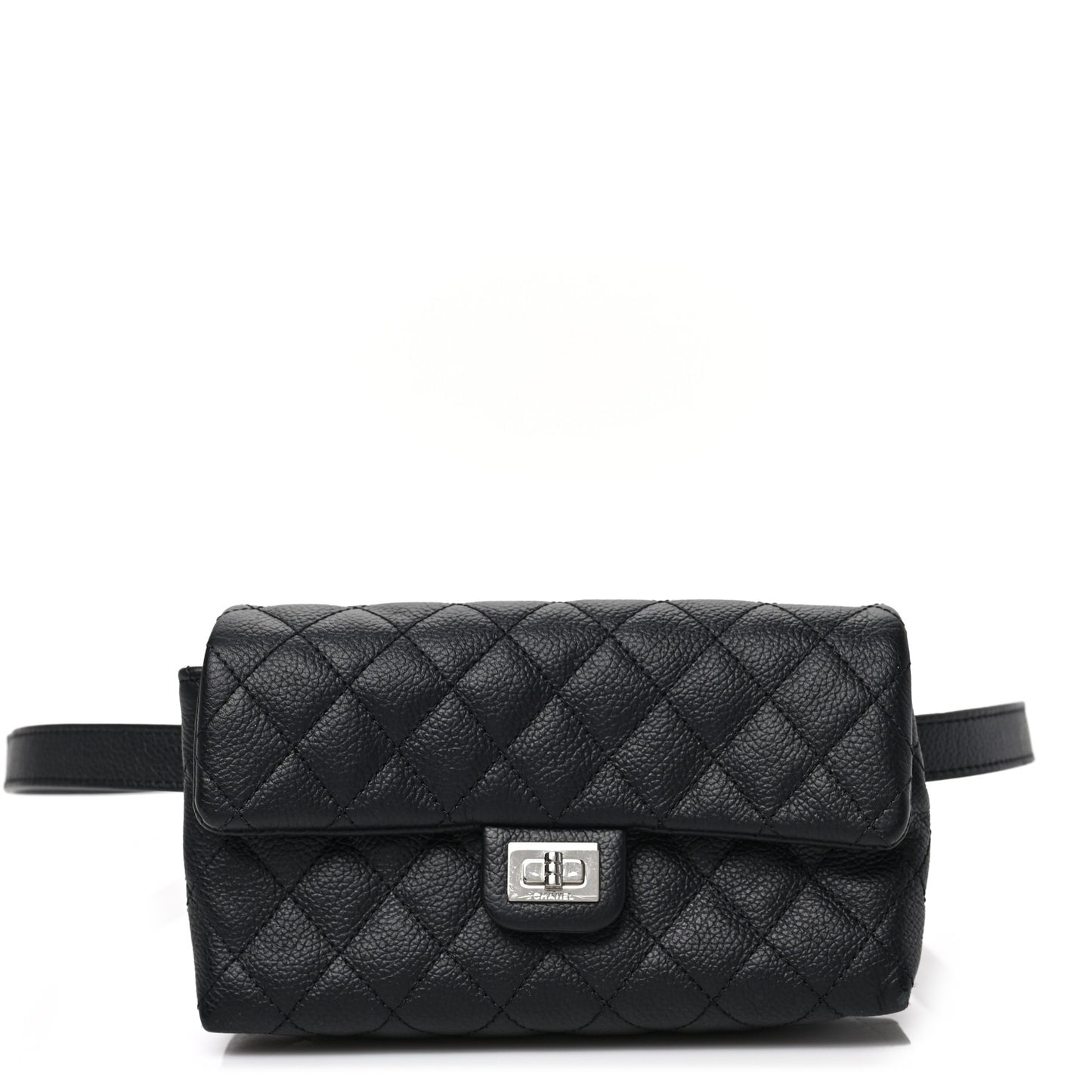 Grained Calfskin Quilted 2.55 Reissue Flap Belt Bag Clutch Black