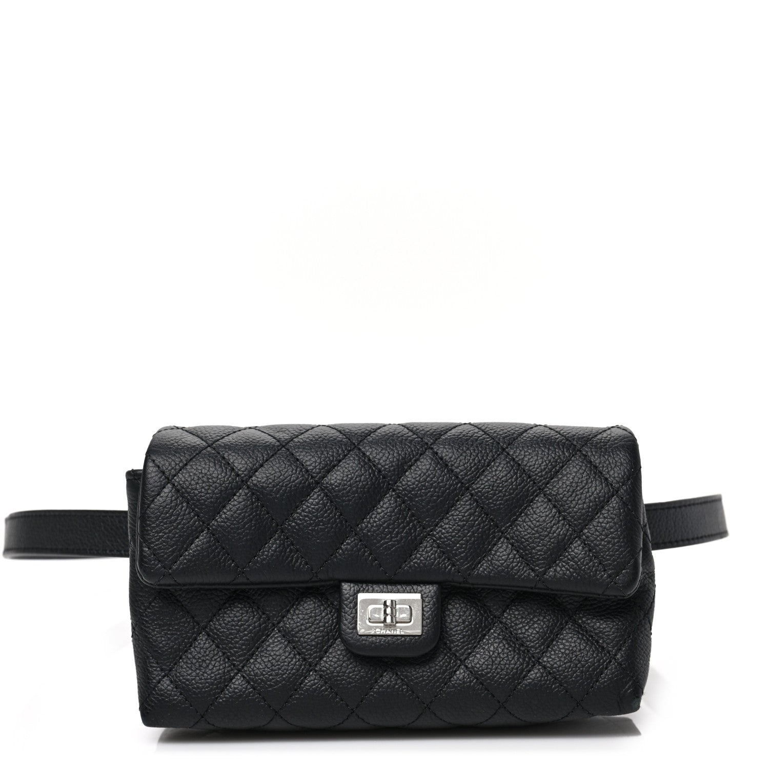 Chanel Grained Calfskin Quilted 2.55 Reissue Flap Belt Bag Clutch Black 1 of 8