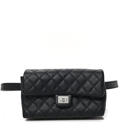 Chanel Grained Calfskin Quilted 2.55 Reissue Flap Belt Bag Clutch Black 1 of 8