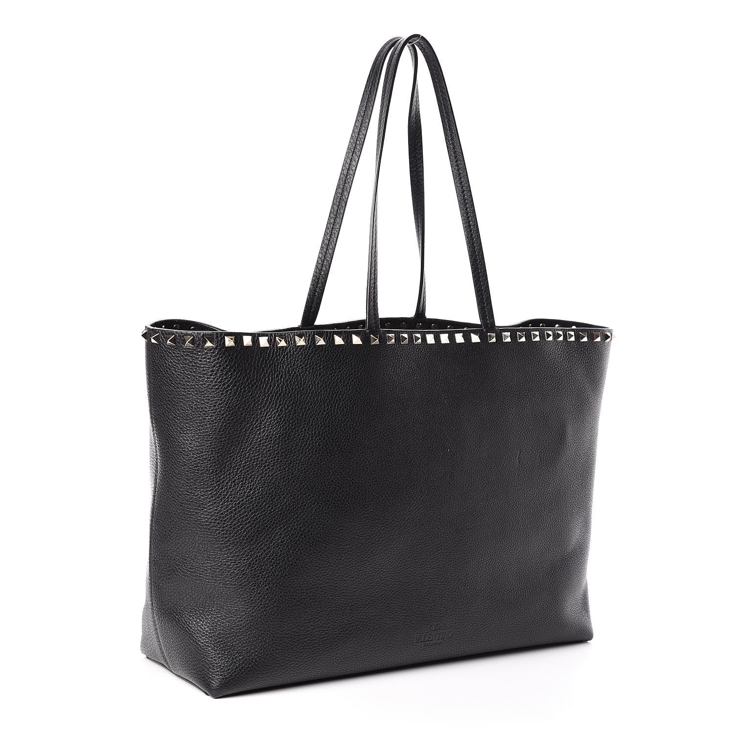 Valentino Garavani Grained Calfskin Rockstud Shoulder Tote Black 3 of 9