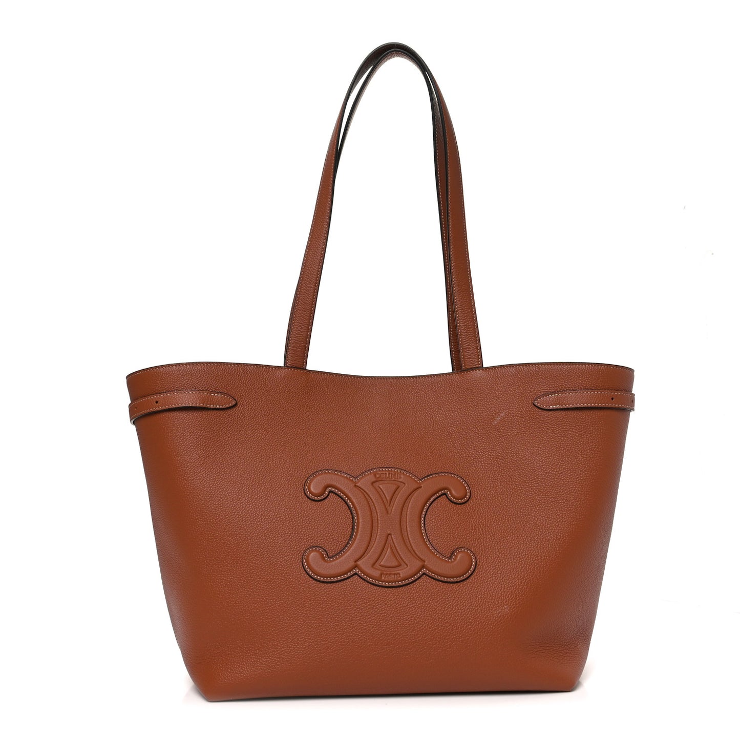 Grained Calfskin Triomphe Medium Cabas Anais Tan