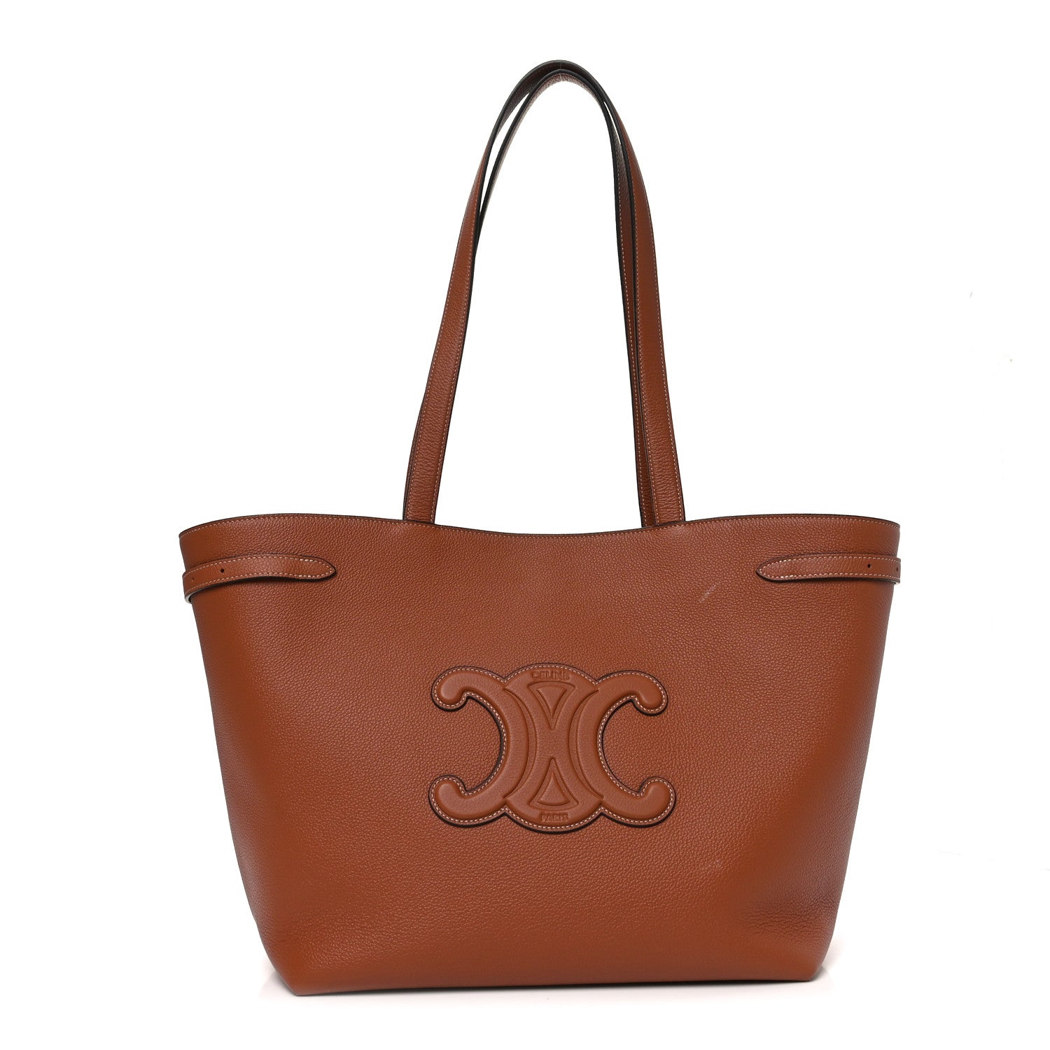 Celine Grained Calfskin Triomphe Medium Cabas Anais Tan 1 of 9