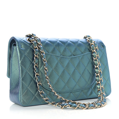 Chanel Iridescent Caviar Quilted Medium Double Flap Green 3 of 9
