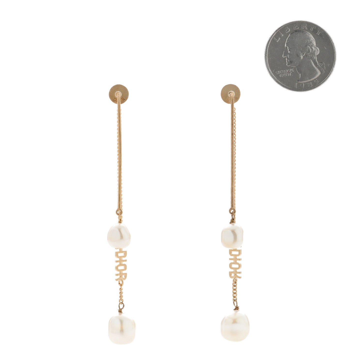 Christian Dior Pearl J'adior Dangle Earrings Gold 2 of 4