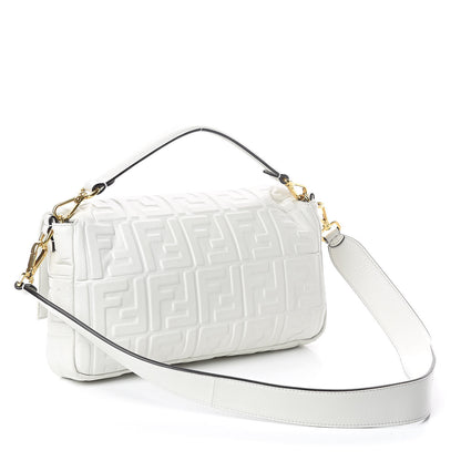 Fendi Nappa FF 1974 Embossed Large Baguette White 3 of 9