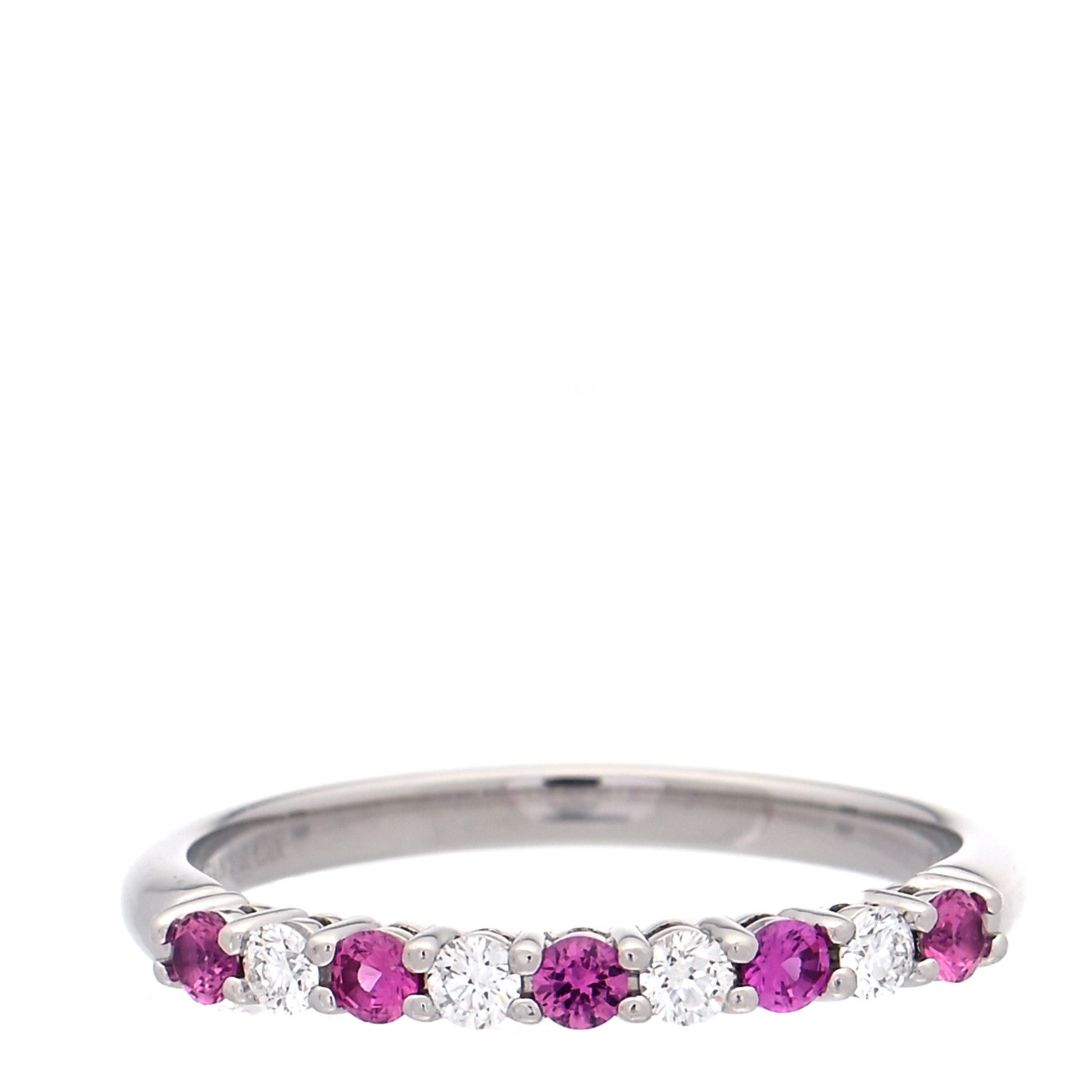 Tiffany Platinum Diamond Pink Sapphire 2.2mm Embrace Half Circle Ring 52 6 1 of 7