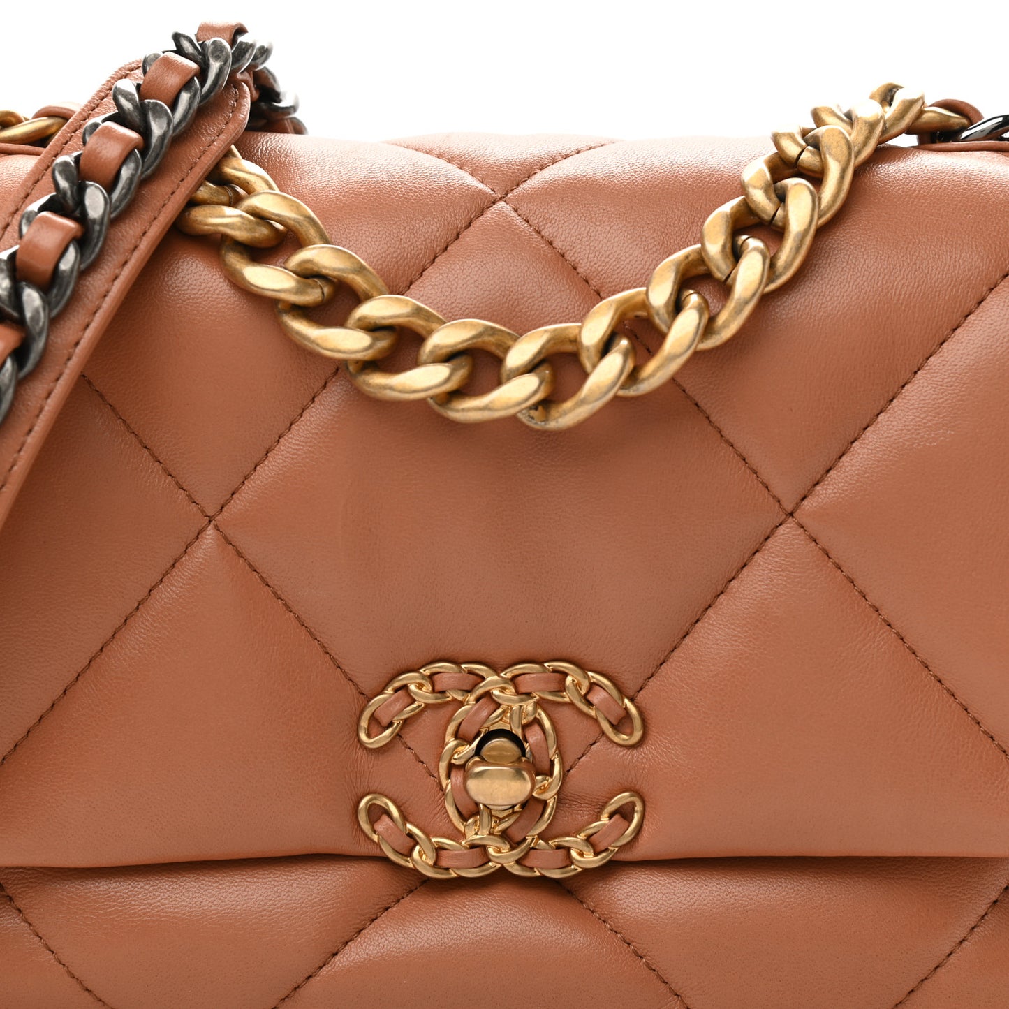 Lambskin Quilted Medium Chanel 19 Flap Brown