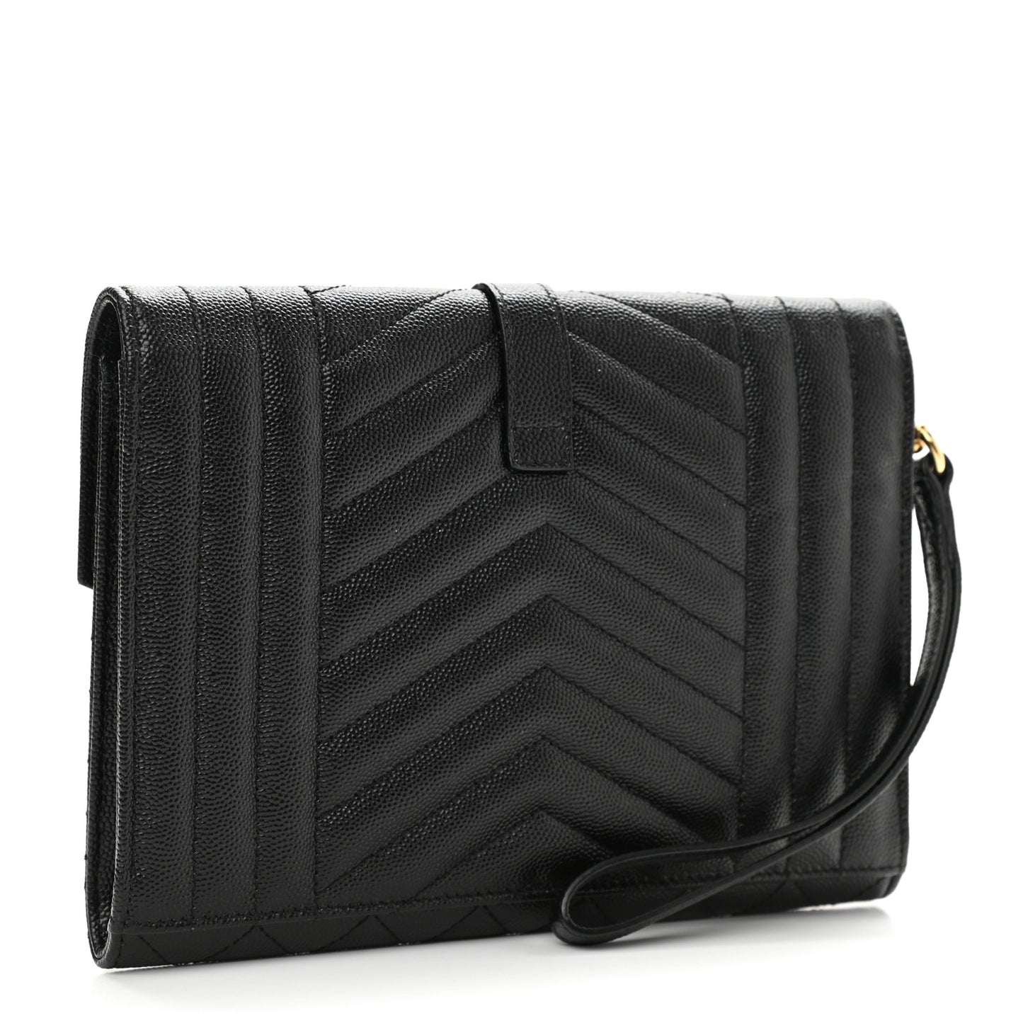Grain De Poudre Textured Mixed Matelasse Triquilt Monogram Clutch Black