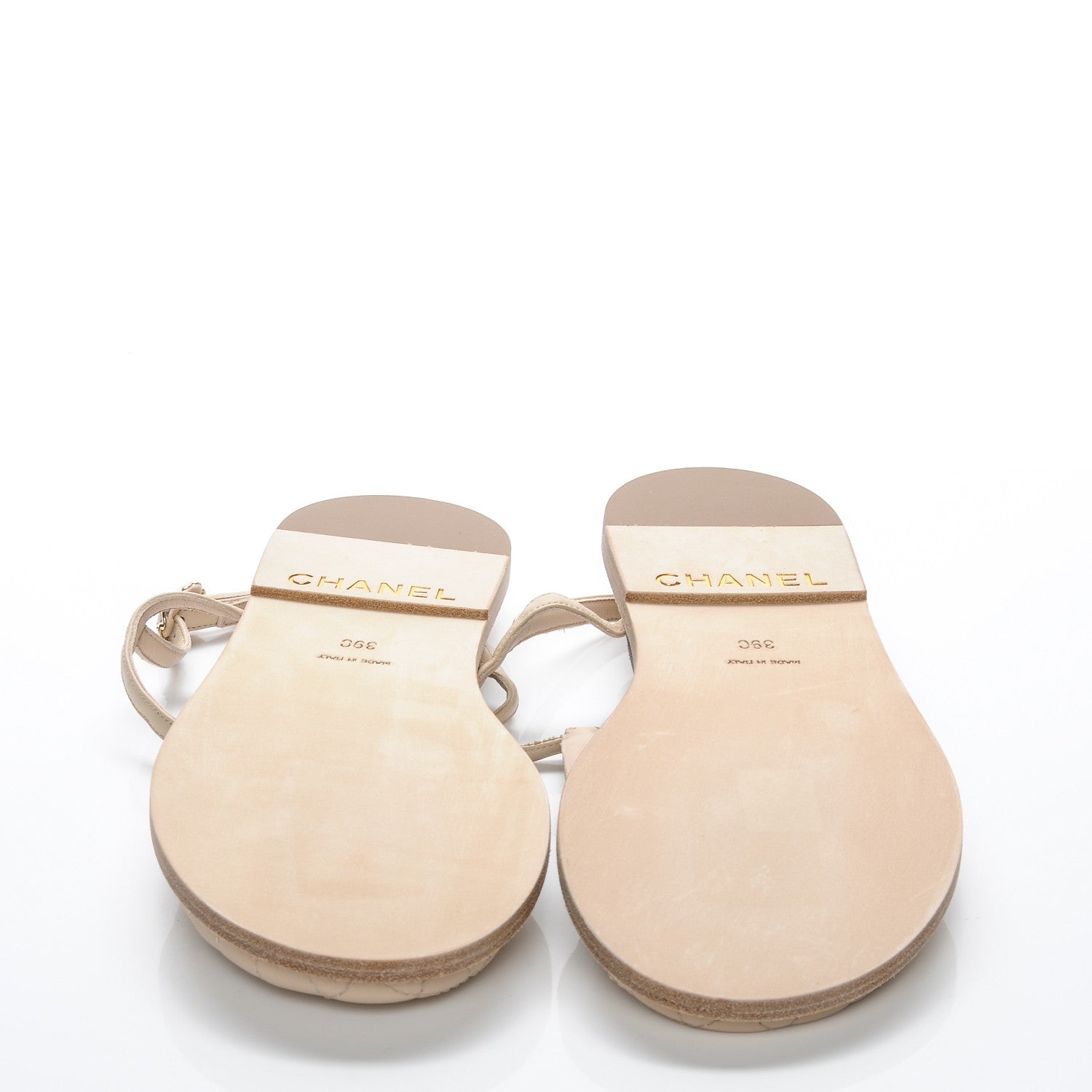 Chanel Lambskin CC Chain Thong Sandals 39 Beige 5 of 7