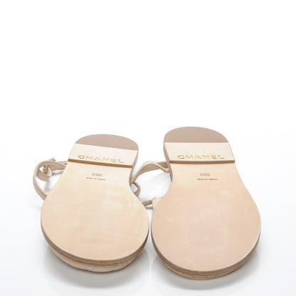 Chanel Lambskin CC Chain Thong Sandals 39 Beige 5 of 7