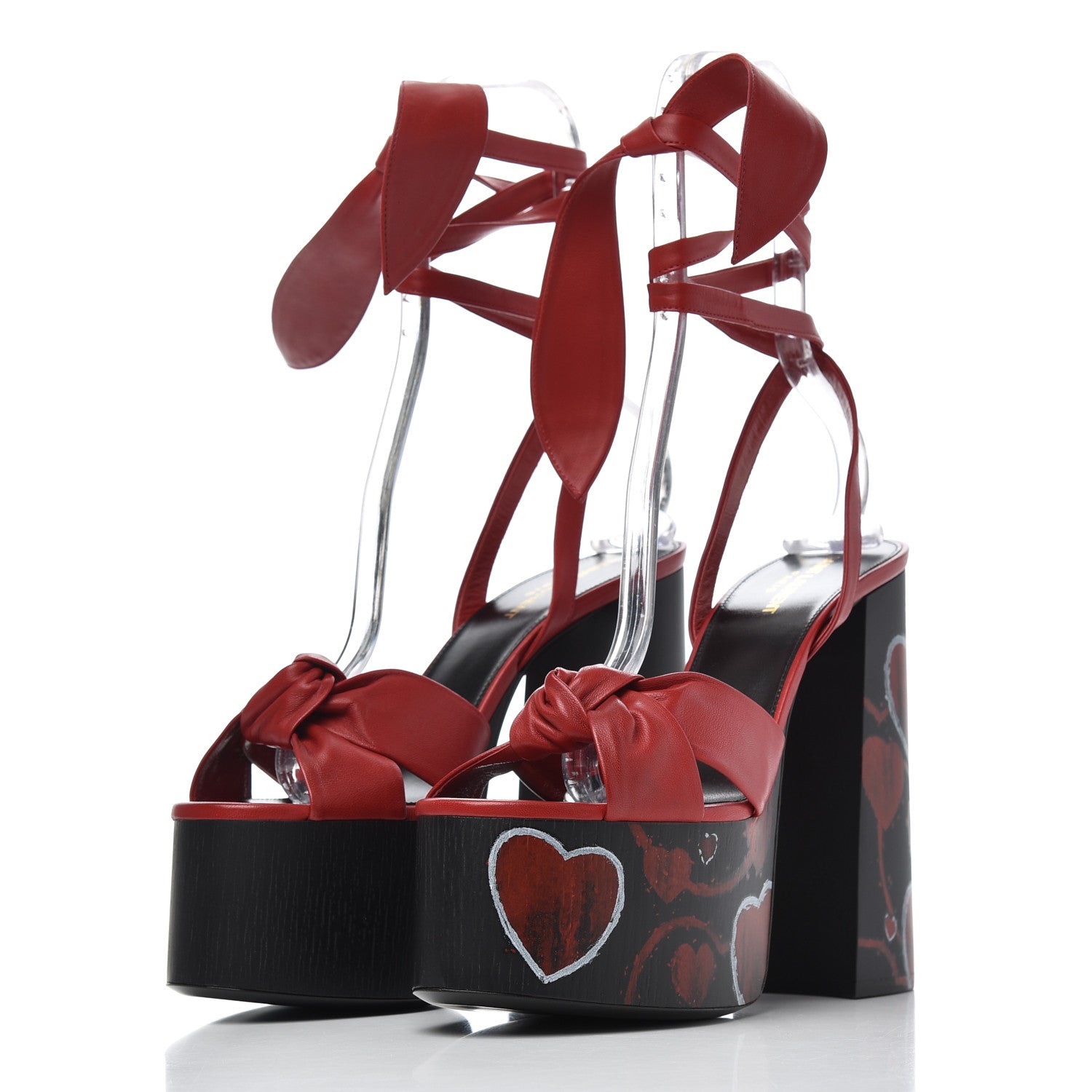 Saint Laurent Nappa Heart Paige 85 Platform Sandals 40 Rouge Eros 3 of 13