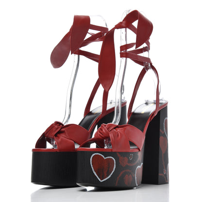 Saint Laurent Nappa Heart Paige 85 Platform Sandals 40 Rouge Eros 3 of 13