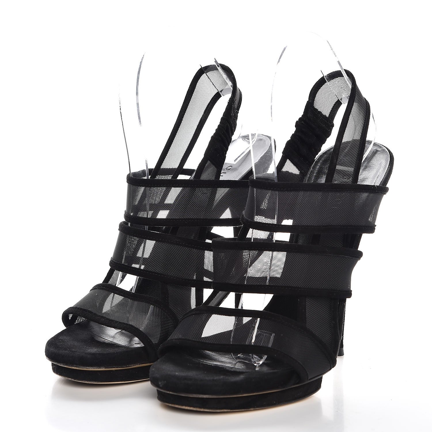 Gucci Kid Scamosciato Mesh Bette Sandals 38 Black 3 of 9