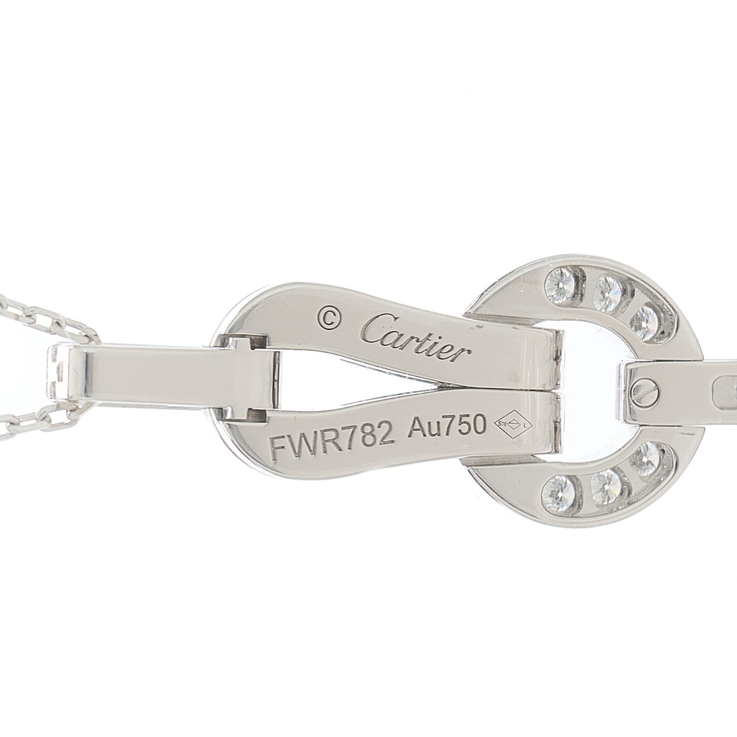 18K White Gold Diamond Agrafe Drop Pendant Necklace