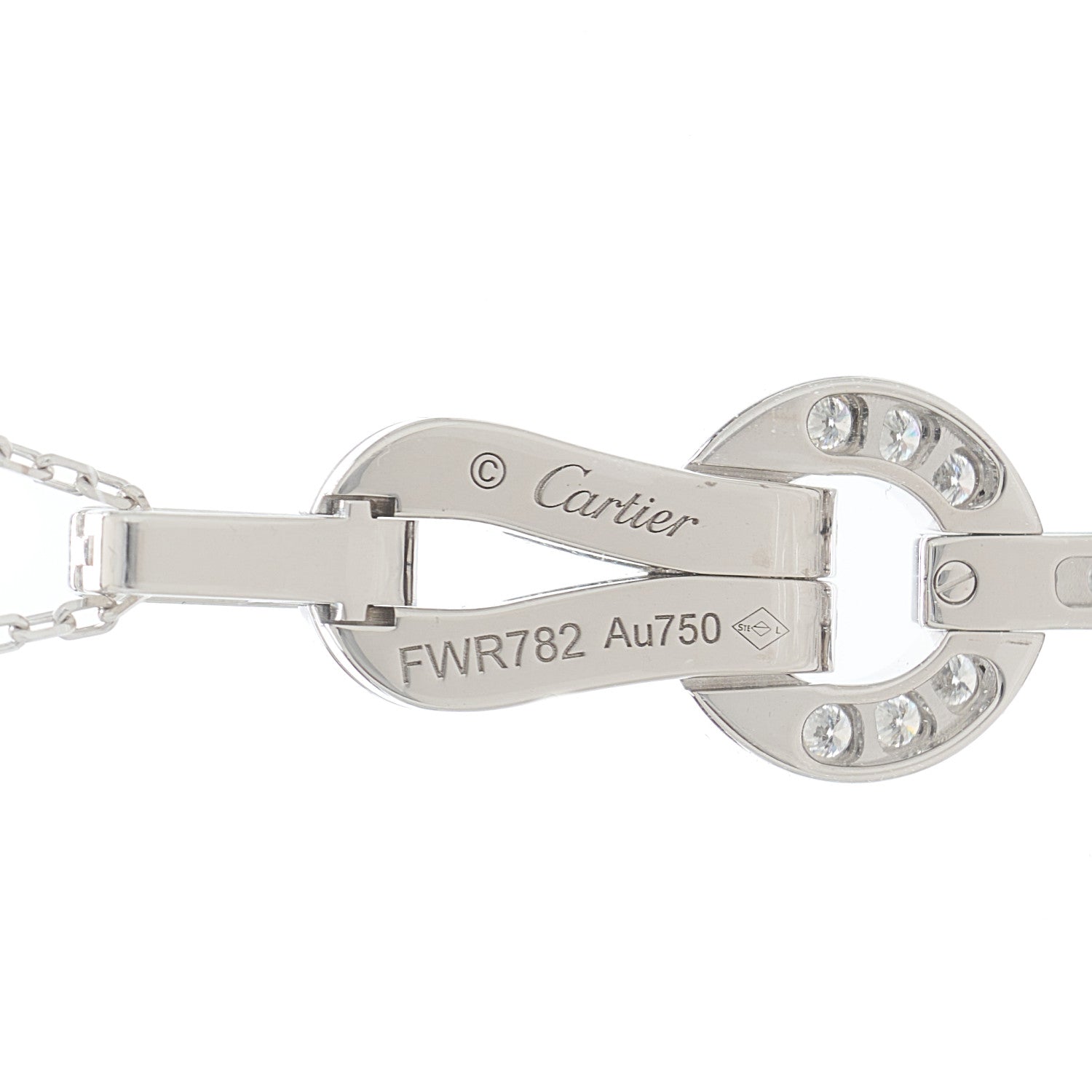 Cartier 18K White Gold Diamond Agrafe Drop Pendant Necklace 3 of 6