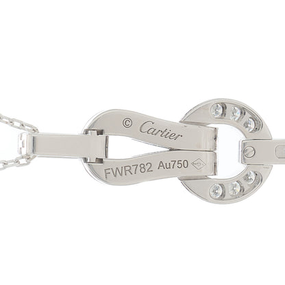 Cartier 18K White Gold Diamond Agrafe Drop Pendant Necklace 3 of 6