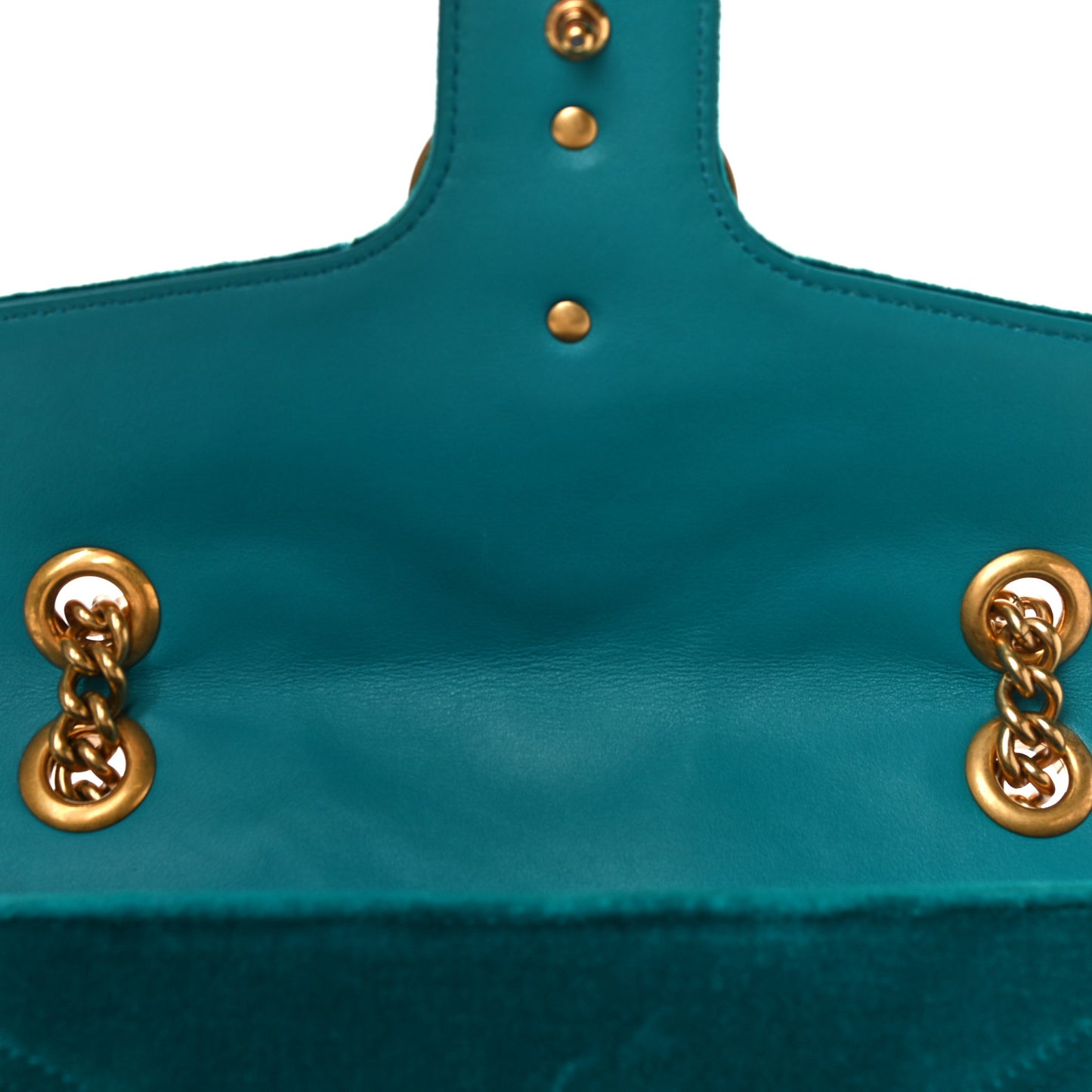 Velvet Matelasse Small GG Marmont Shoulder Bag Pavone Cyan