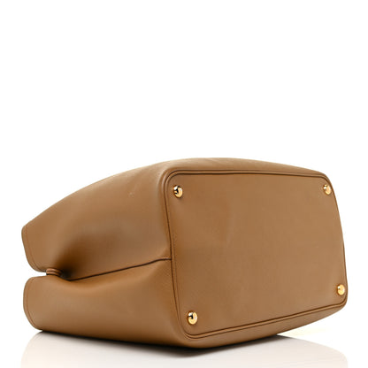 Prada Saffiano Cuir Large Double Bag Caramel Fuoco 4 of 19