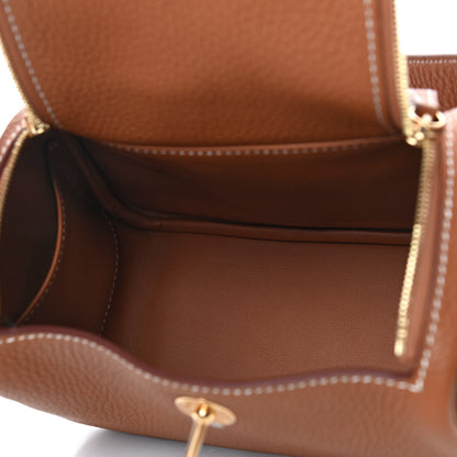 Hermes Taurillon Clemence Mini Lindy 20 Gold 5 of 9