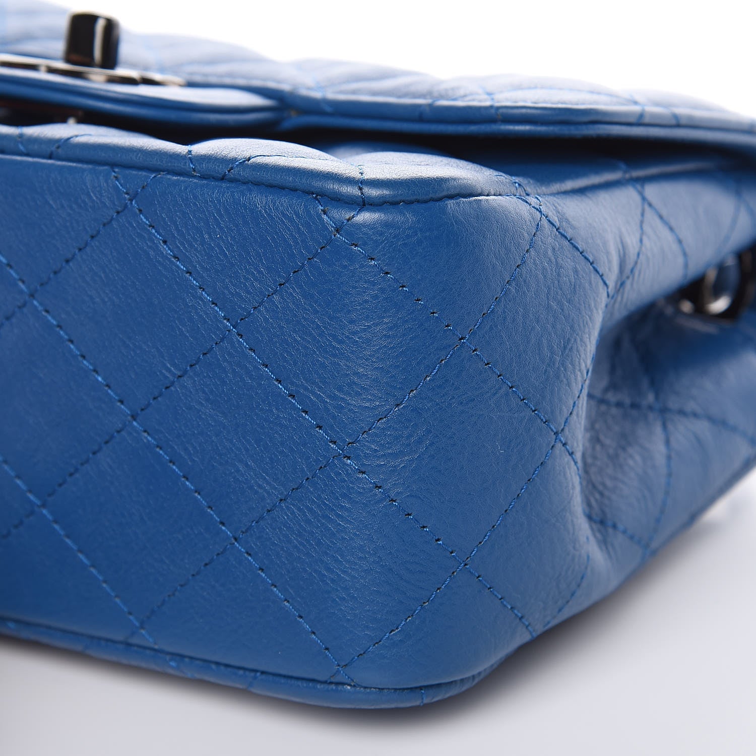 Chanel Crumpled Calfskin Quilted Mini Square Flap Blue 11 of 11