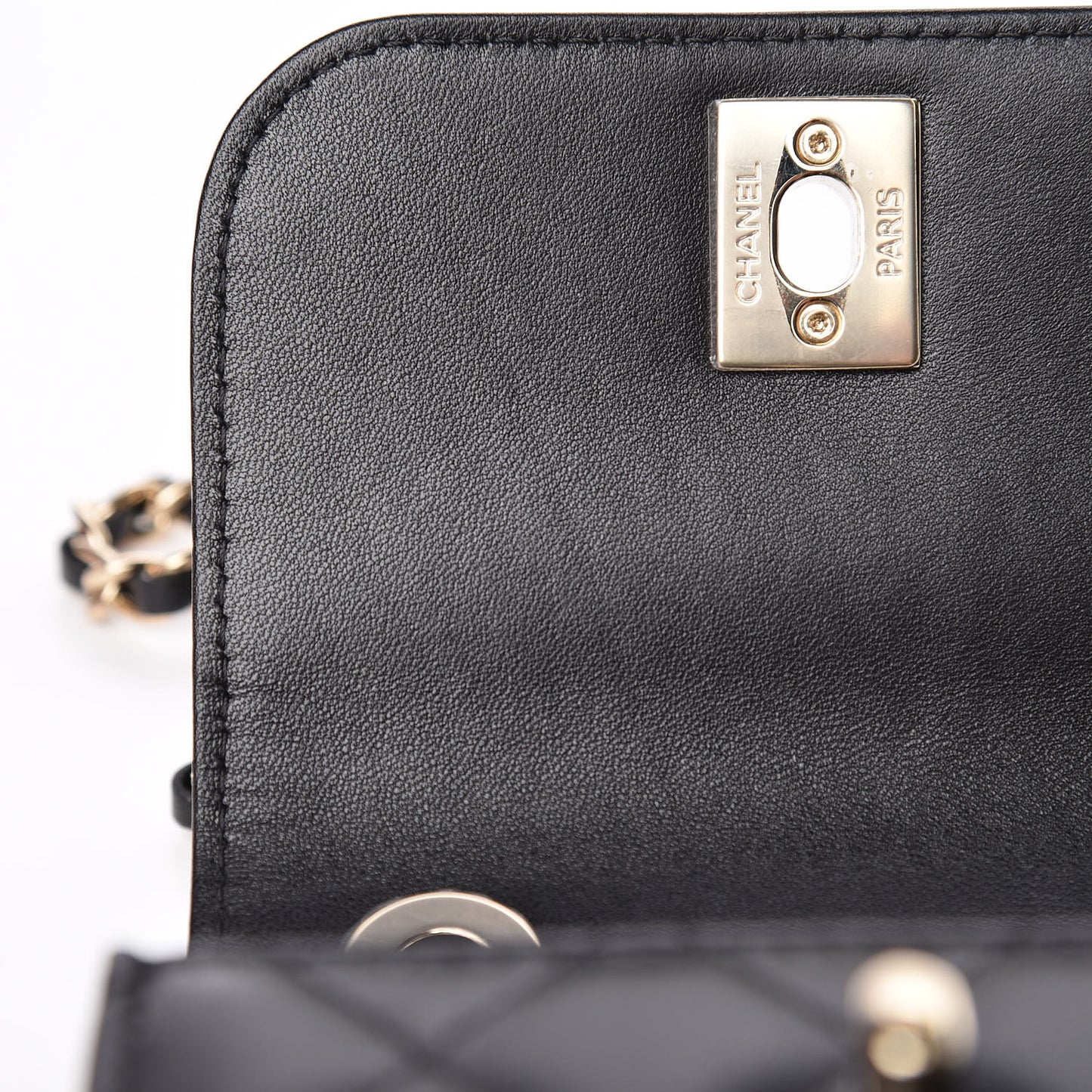 Lambskin Quilted Mini Trendy CC Chain Wallet Black
