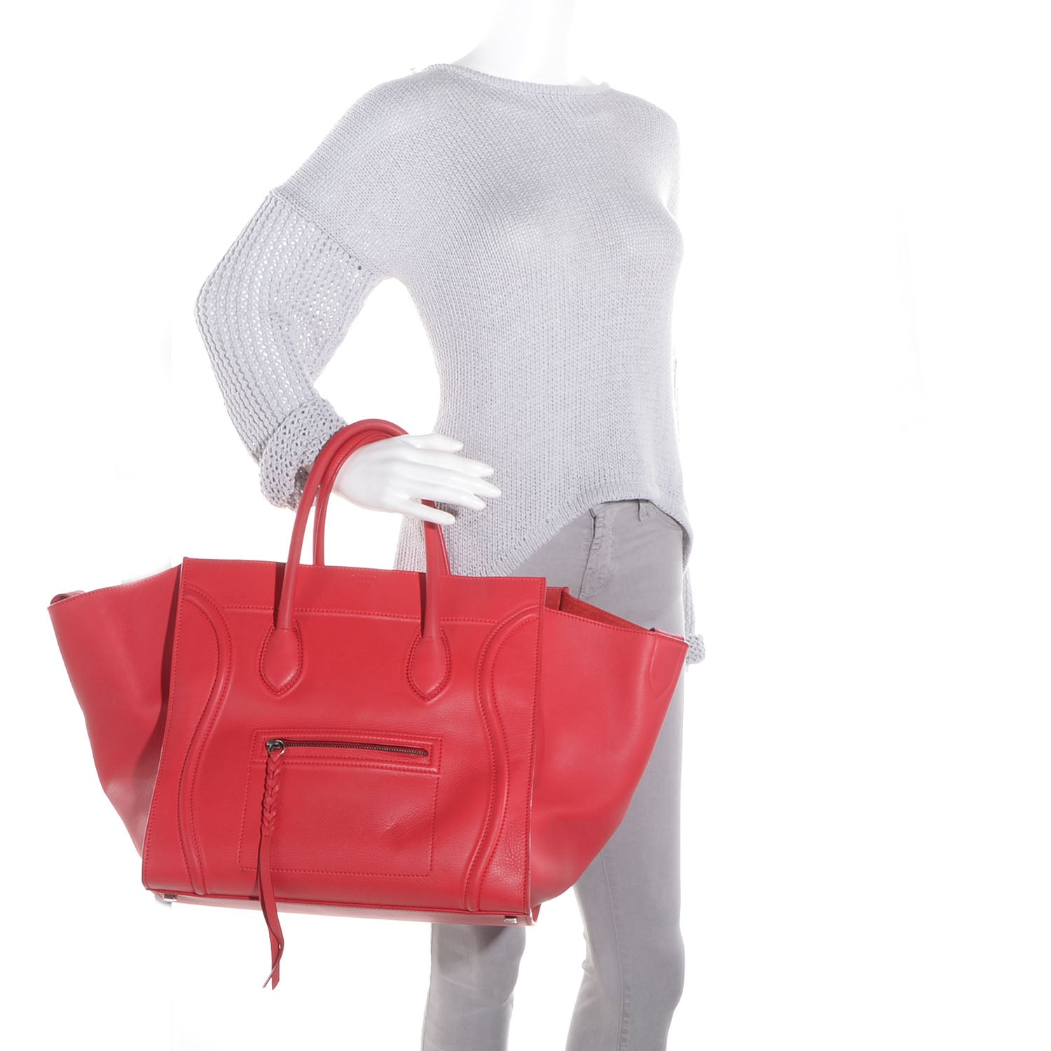 Celine Supple Calfskin Large Phantom Luggage Coquelicot 2 of 9